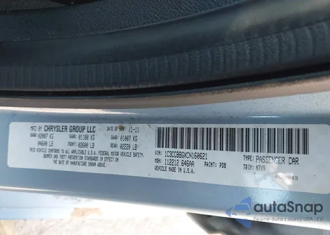 2012 Chrysler 200 Touring из США, поврежденный, VIN 1C3CCBBGXCN160621